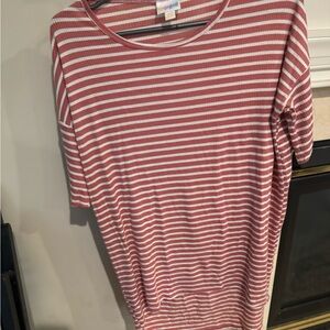 Lularoe Irma tunic, pink with white stripes, xxs